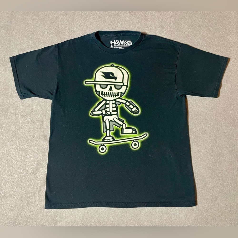 Tony Hawk Brand Boys T-shirt Blue Size XL  Skateboarding X-Ray Skeleton
